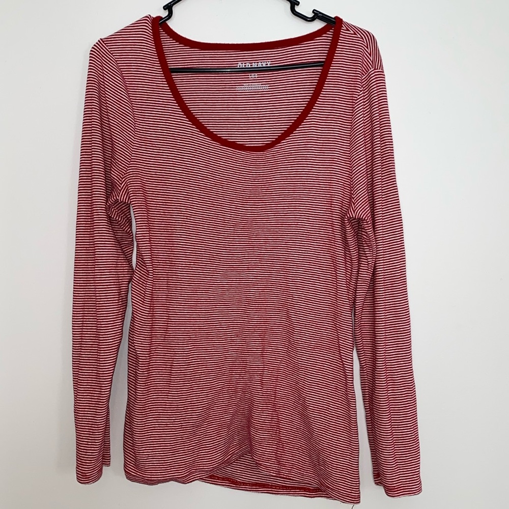 Old Navy Long Sleeved Red Striped Tee